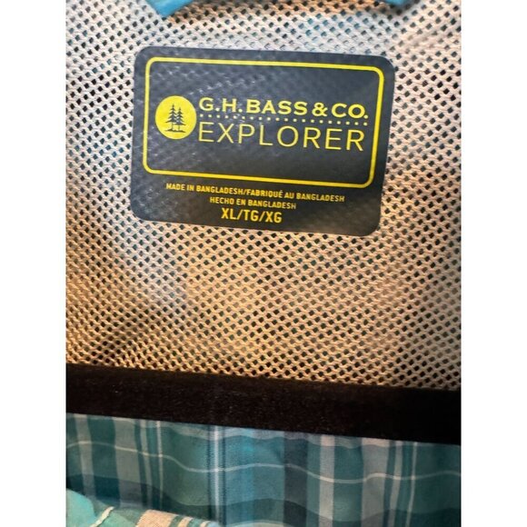 G.H. Bass & Co. Explorer Mens Blue & White Short Sleeve Plaid Shirt Size XL - Picture 2 of 6